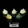 Pieza de talla de jade verde natural con tapa de leche, amuleto de la fortuna de jade, calabaza de los deseos, joyería DIY, colgante para bolso, pulsera, cuentas espaciadoras
