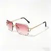 Gafas de sol cuadradas sin montura con borde cortado 2026 para mujer, estilo callejero europeo y americano de moda, gafas de sol decorativas al por mayor