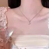 Céu Estrelado~Colar com Pingente de Estrela de Zircônia Prateada para Mulheres, Corrente de Clavícula de Luxo Leve de Alta Qualidade, Acessório Elegante Versátil
