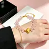 Pulsera de Mariposa Dorada Perla Hielo Triturado, Pulsera de Calabaza Corazón Perla de la Suerte, Trébol de Cuatro Hojas Oro Arena, Venta Directa del Fabricante