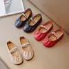 Sapatos de Princesa para Meninas 2025 Nova Moda Primavera Sapatos Pequenos de Couro Infantis Mola Pérola Outono Loafer Simples Sapatos Infantis
