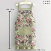 Elegante delantal de estilo pastoral, hecho de algodón de bambú transpirable y duradero, con correas ajustables, adecuado para uso en la cocina, cocinar y trabajos de catering
