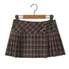 Nueva Colección Primavera Verano 2026 Estilo Americano Moda Elegante Estilo Universitario Falda Plisada para Mujer Falda Corta Retro a Cuadros de Línea A