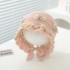 Chapéu de Lã Tricotado de Camada Dupla Quente para Bebê Outono e Inverno com Capuz de Proteção para Ouvido com Laço de Renda Pequena Princesa