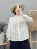 Colección Otoño 2026 Bordado Jacquard Artístico Cuello Solapa Cardigan Color Sólido Manga Larga Camisa Top Venta al por Mayor