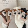 Meias Fofas de Desenho Animado Handdog Novas Outono e Inverno Meias Versáteis Meias Espessas com Forro de Lã Meias de Filhote de Cachorro Meias