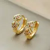 Pendientes Cuadrados de Zirconia de Colores Chapados en Cobre 18K de Personalidad Europea y Americana Moda para el Trabajo Sentido de Alta Gama Cierres de Pendientes Romboidales Accesorios para Pendientes