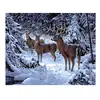 Fábrica de pintura al óleo digital DIY de nieve para ventana, venta al por mayor, marco combinado sin marco, buen marco interior estirado, estilo de generación de múltiples bordes