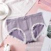 [Embalaje independiente] Ropa interior japonesa transpirable con borde de encaje sexy para chica, bragas de cintura media con realce de cadera para mujer