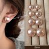 Verano Nuevo Shijia Aretes de Perlas de Pan al Vapor para Mujer Plata de Ley S925 Aguja de Plata Nicho Alta Gama Lujo Ligero Combinación con Todo Personalidad