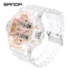 Reloj SANDA para estudiantes, doble pantalla, textura de mezclilla, reloj electrónico multifuncional, reloj electrónico deportivo impermeable transfronterizo
