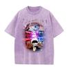 Camiseta de Manga Corta para Hombre y Mujer con Estampado de Inyección Directa Digital Día Difuso Batalla de Hechizos Bidimensionales Regreso a la Guerra Cinco Iluminación Agua de Lavado Retro y Viejo