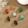Acessórios de Joias Transfronteiriços Pedra Natural Pingente Oval Acessórios para Colar DIY Feito à Mão Corrente para Clavícula Acessórios de Brincos