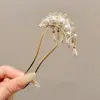 Grampo elegante e versátil de ginkgo para cabelos finos, grampo em U de nicho para a parte de trás da cabeça, grampo em forma de crescente