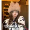 Bonito Sombrero de Felpa con Orejas de Conejo para Mujer, Gorro de Punto Cálido de Invierno, Gorro de Lana, Diadema Protectora para Orejas de Invierno, Sombrero para Clima Frío