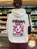 Sudadera con capucha y bolsillo canguro, manga larga, forro polar, estampado UNKNOWN, para mujer, transfronteriza, europea-americana, para Otoño e Invierno