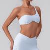 Roupa de Treino de Verão para Fitness Peça Externa Linda Costas Vazadas Regata Ombro Inclinado Top de Sutiã para Yoga Roupa Íntima Esportiva Nua para Mulheres