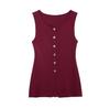 Chaleco informal de punto con botones dorados, estilo sencillo y color liso para mujer, estilo europeo y americano, de primavera y verano, con cintura ajustada.