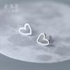 Pendientes Nalan de plata s925 para mujer, estilo coreano, con forma de corazón hueco, hechos a mano, esmerilados, sencillos, E3145