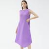 Miyake 2026 Verão Novo Estilo Casual Cor Sólida Saia Irregular Gola Redonda Slim Fit Vestido Plissado Escama de Peixe para Mulheres