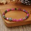 Pulsera de Turmalina de Caramelo Dopamina Arcoíris Caliente Pulsera de Piedra Natural Jade Hetian Bola Redonda Regalo de Cumpleaños para Novia
