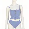 Traje de Baño Nuevo Estilo para Mujer, Verano Dos Piezas Diseño a Cuadros, Oculta el Vientre, Adelgazante, Lindo Estilo Japonés para Estudiantes y Chicas Jóvenes, Conservador para Bustos Pequeños