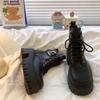 Botines Negros Estilo Británico para Mujer, Nuevo Modelo Otoño e Invierno 2025, Botas de Motocicleta de Suela Gruesa que Aumentan la Altura, Botas Martin de Moda que Hacen que los Pies Parezcan Más Pequeños