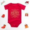 Feliz Natal Natal vermelho bebê macacão manga curta algodão macacão bebê macacão