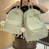 Mochila Nueva Estilo Japonés Ins de Aspecto de Alta Calidad Fresca y Dulce de Color Caramelo con Lazo para Estudiantes de Secundaria y Preparatoria Mochila Ligera