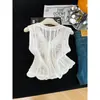 Camisola Bordada Vintage com Recortes para Mulheres, Cardigan de Tricô para Verão, Top sem Mangas para Camadas, Novo Estilo