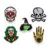 Etiqueta bordada calavera cabeza de fantasma parche de Halloween etiqueta de tela bordado accesorios para ropa parche para ropa pegatina adhesiva trasera