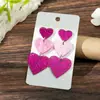Aretes de Corazón de Tres Capas Rosa Barbie Súper Brillantes Estilo Océano Ins con Estrella de Mar y Concha de Acrílico Aretes del Día de San Valentín