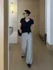 ICCIICC Treze Linhas Calças Pantalona Minimalistas de Alta Qualidade para Mulheres, Calças Casuais Soltas Emagrecedoras, Novo Estilo Outono 2060