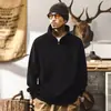 Sudadera de Punto Waffle con Cuello Alto y Media Cremallera para Hombre, Nueva Colección Otoño/Invierno 2026, Estilo Americano Holgada Retro Elástica para Hombre, Moderna