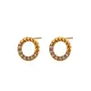 Pendientes de Acero Inoxidable con Círculo Retorcido, Pendientes Semi-Montados para Mujer, Moda Ins Europea y Americana, Simples, de Nicho, Lujo Accesible, Joyería