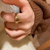 Anillo Vintage Estilo Chino Nuevo de Piedra Ojo de Tigre Antiguo Cepillado Atractor de Fortuna con Circonia Microincrustada para Mujer
