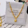 Collar de Frijol de Seda Dorado Brillante Dorado Arena Mismo Estilo que el Libro Rojo para Mujer Cadena para Clavícula con Cuentas de Transferencia Cepilladas Joyería de Moda de Nicho