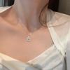 Colar Pingente Frasco de Perfume Francês Eterno Concha de Prata Feminino Nicho Corrente Clavícula Prata Esterlina Embutida com Diamantes Versátil Estilo Transfronteiriço