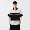 Camisa polo de manga corta estilo retro americano para hombre, nuevo modelo verano 2026, top elástico con bloques de color, corte holgado, camiseta para hombre