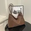 Bolsa Grande Estampa de Leopardo Retrô Outono/Inverno 2025 Senmeng Roupas de Trabalho Versátil Bolsa de Ombro Casual Bolsa Tote de Axila