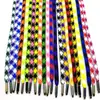 Cordón plano hueco de doble capa de poliéster-algodón personalizado en lotes pequeños para sombreros, sudaderas y cinturas con puntas metálicas iridiscentes