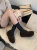 Sapatos Mary Jane com Laço Pequeno, Novo Estilo Outono 2025, Aumentam a Altura, Versáteis, Rasteirinhas Francesas de Bico Redondo Inspiradas na Chanel