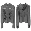 Coleção Outono/Inverno 2026: Jaqueta Cardigan com Capuz Slim-Fit Listrada com Zíper e Padrão Único de Nota Musical Gótica para Homens e Mulheres
