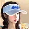 Gorra tipo visera con estampado de letras a cuadros azules para mujer, sombrero de sol para deportes al aire libre en verano, hace que la cara se vea más pequeña, sombrero de sol casual