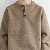 2026 Nuevo Suéter de Punto Grueso para Otoño Invierno Cuello Redondo, Versátil, Capa Base Juvenil para Hombre con Botones Cruzados