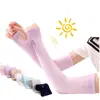 Mangas de brazo deportivas de verano anti-UV refrescantes para hombres, mangas de brazo largas de seda de hielo, mangas de protección solar para mujeres