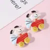 Serie de dibujos animados de perro blanco alegre y lindo con cara brillante, accesorios de resina para hacer tú mismo, pegamento en crema, funda para teléfono móvil, horquilla, pegatina para taza de agua