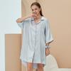 Ropa de Casa de Verano de Manga Corta para Mujer, Pijama de Seda Imitación, Camisón Cárdigan con Cuello en V, Venta al por Mayor de Ropa de Casa, Dropshipping de Una Pieza, Estilo Nórdico