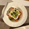 Plato Sombrero de Paja Blanco de Alta Gama Plato para Restaurante Occidental Plato para Pasta Plato para Ensalada Sopa Cerámica Hogar Comercial Comida Occidental Simple