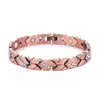 Pulsera Magnética Popular de Metal Antiguo de Cobre Rojo Transfronteriza Europea y Americana para Hombres, Pulsera de Pareja Magnética Completa Ancha Vintage Ajustable
